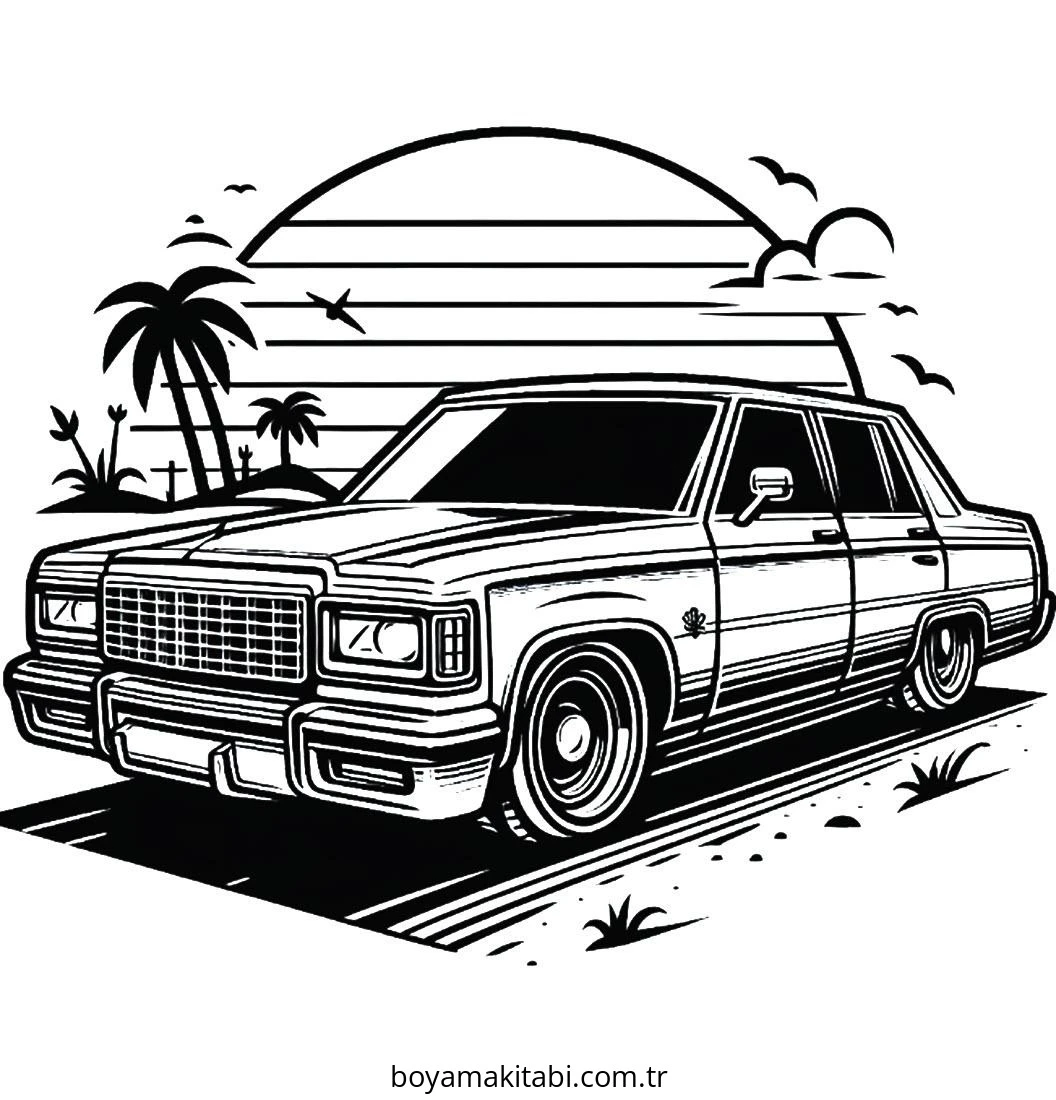 Lowrider boyama sayfası – el becerilerini geliştirir, boyama çalışması