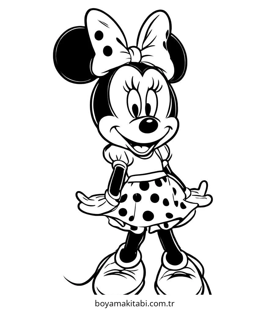 Mickey Mouse (Miki Fare) boyama sayfası – basit çizim, kolay boyama