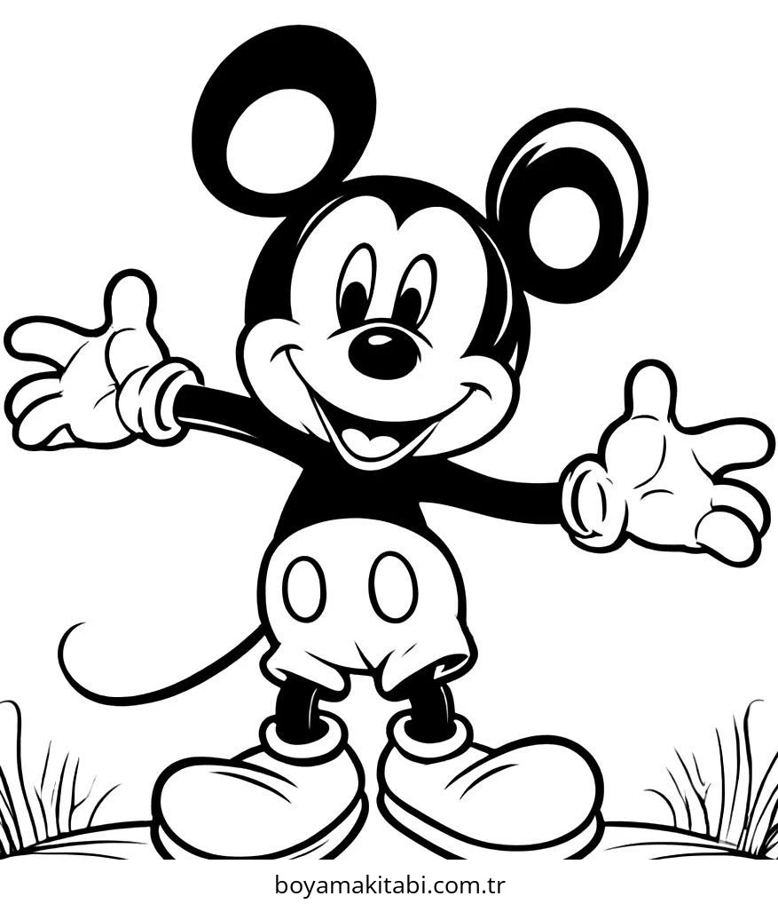 Mickey Mouse (Miki Fare) boyama sayfası – yaratıcılık, eğlenceli etkinlik