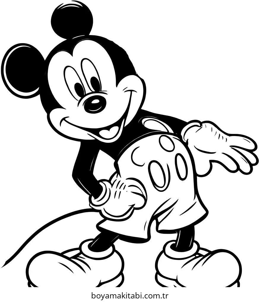 Mickey Mouse (Miki Fare) boyama sayfası – renkli çizimler, okul öncesi