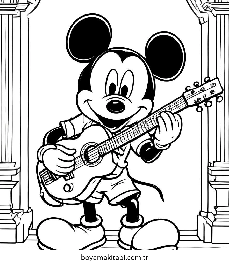 Mickey Mouse (Miki Fare) boyama sayfası – çizgi film temalı, basit çizim