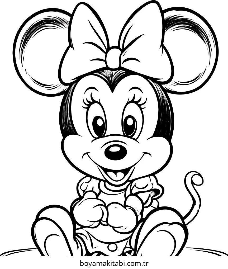 Minnie Mouse boyama sayfası – eğlenceli etkinlik, el becerilerini geliştirir