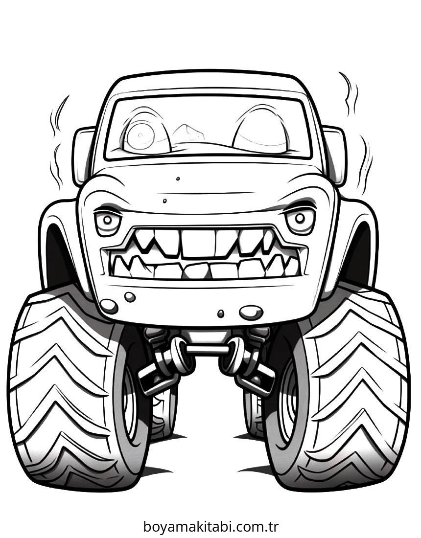 Monster Truck boyama sayfası – boyama etkinliği, çocuk aktivitesi