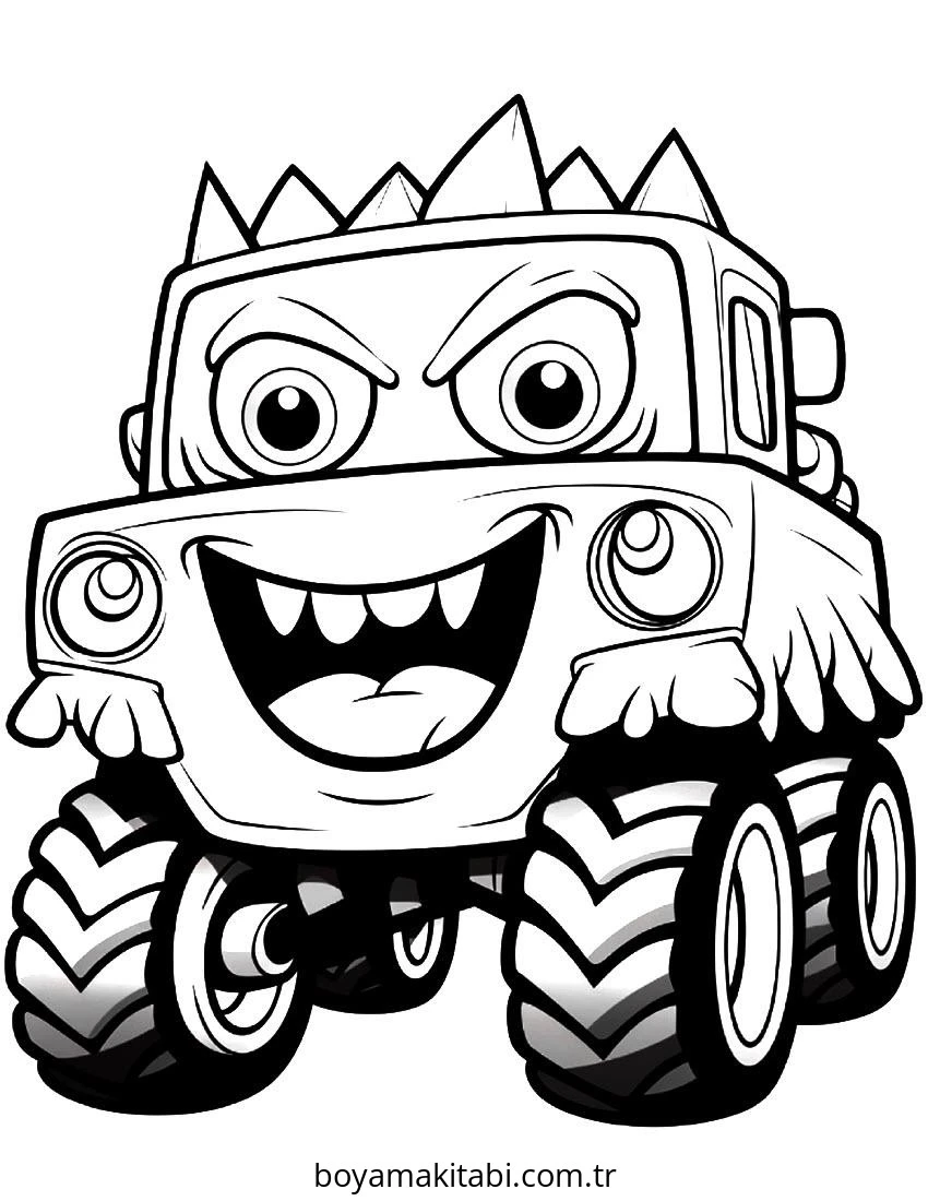Monster Truck boyama sayfası – el becerilerini geliştirir, boyama çalışması