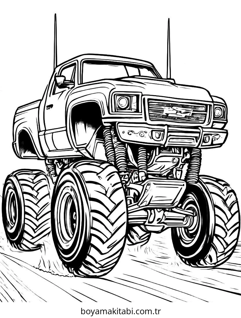Monster Truck boyama sayfası – evde etkinlik, ücretsiz yazdır