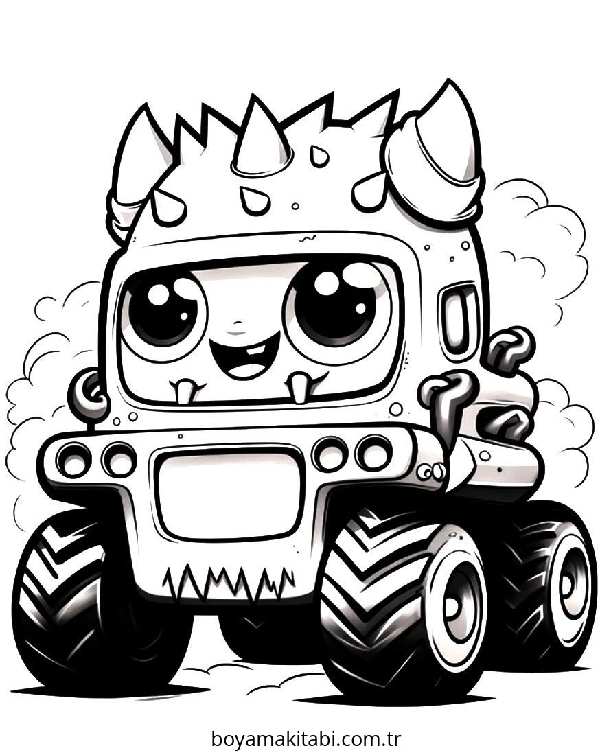 Monster Truck boyama sayfası – sanatsal çalışma, çocuklar için