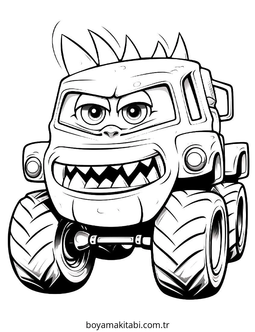 Monster Truck boyama sayfası – basit çizim, kolay boyama