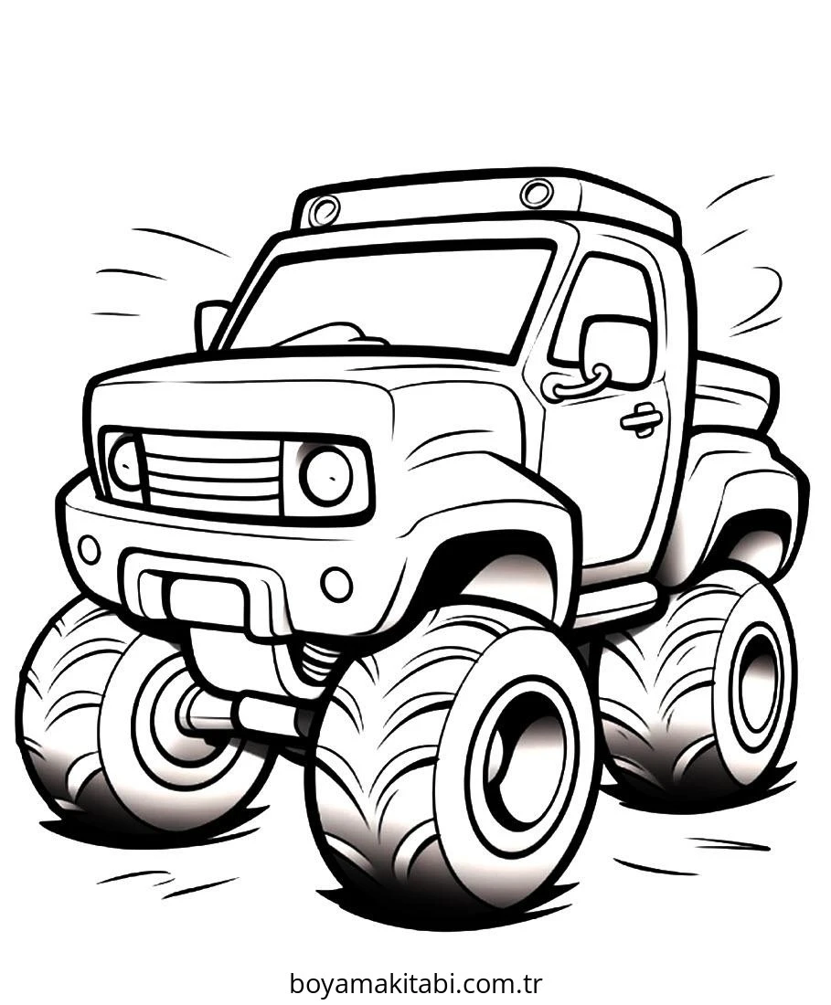 Monster Truck boyama sayfası – boyama çalışması, yaratıcılığı geliştirir