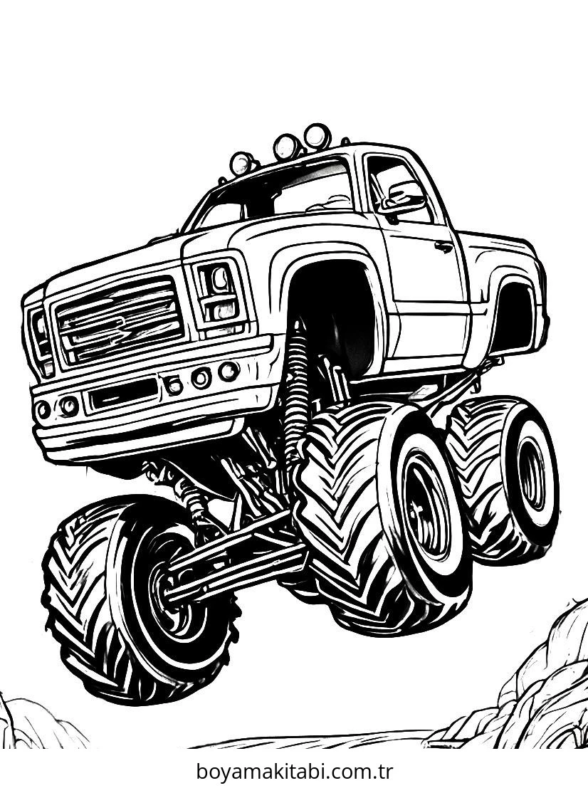 Monster Truck boyama sayfası – ücretsiz yazdır, boyama etkinliği