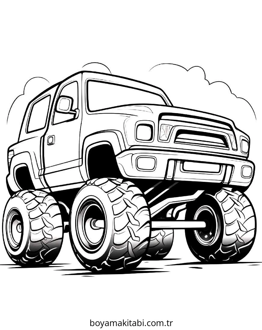 Monster Truck boyama sayfası – PDF indir, sevimli karakter