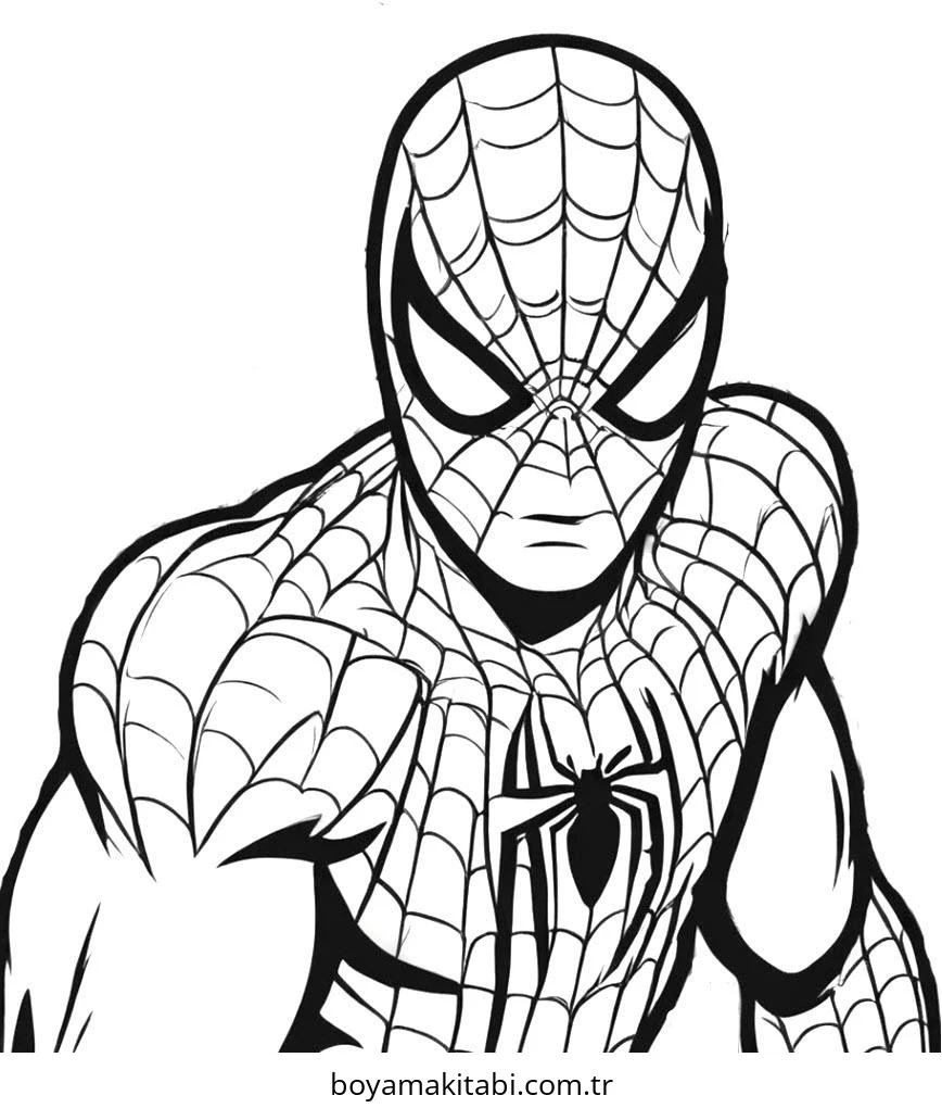 Spiderman boyama sayfası – basit çizim, kolay boyama