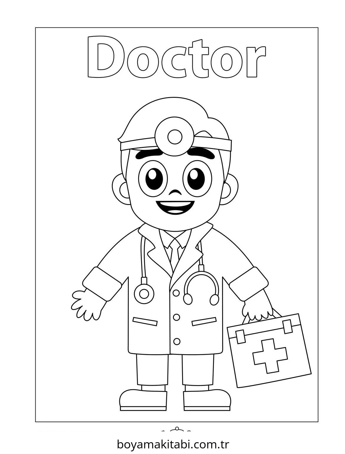 Doktor boyama sayfası – yaratıcılık, eğlenceli etkinlik