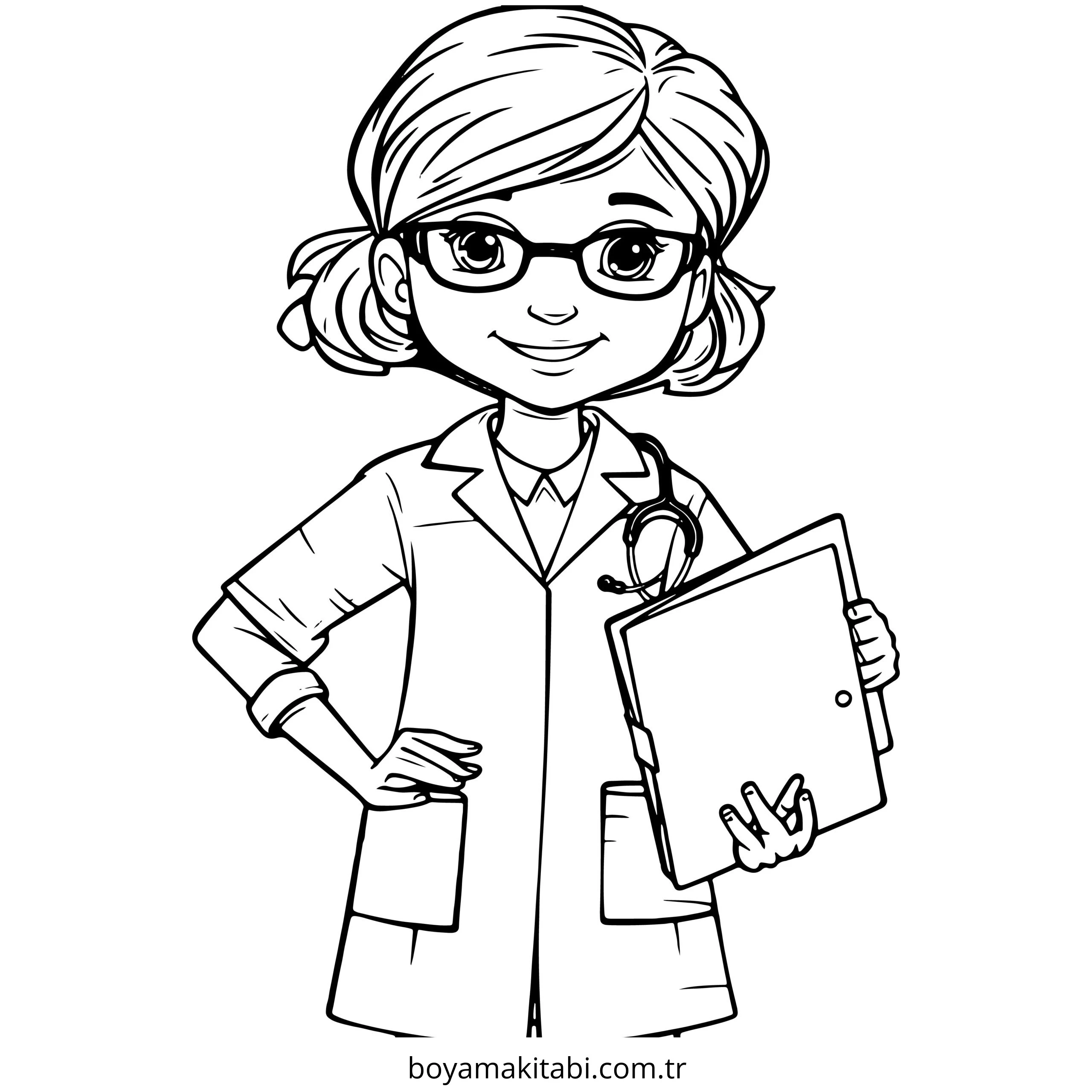 Doktor boyama sayfası – boyama çalışması, yaratıcılığı geliştirir