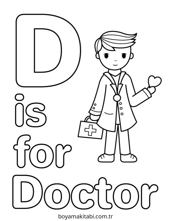 Doktor boyama sayfası – ücretsiz yazdır, boyama etkinliği
