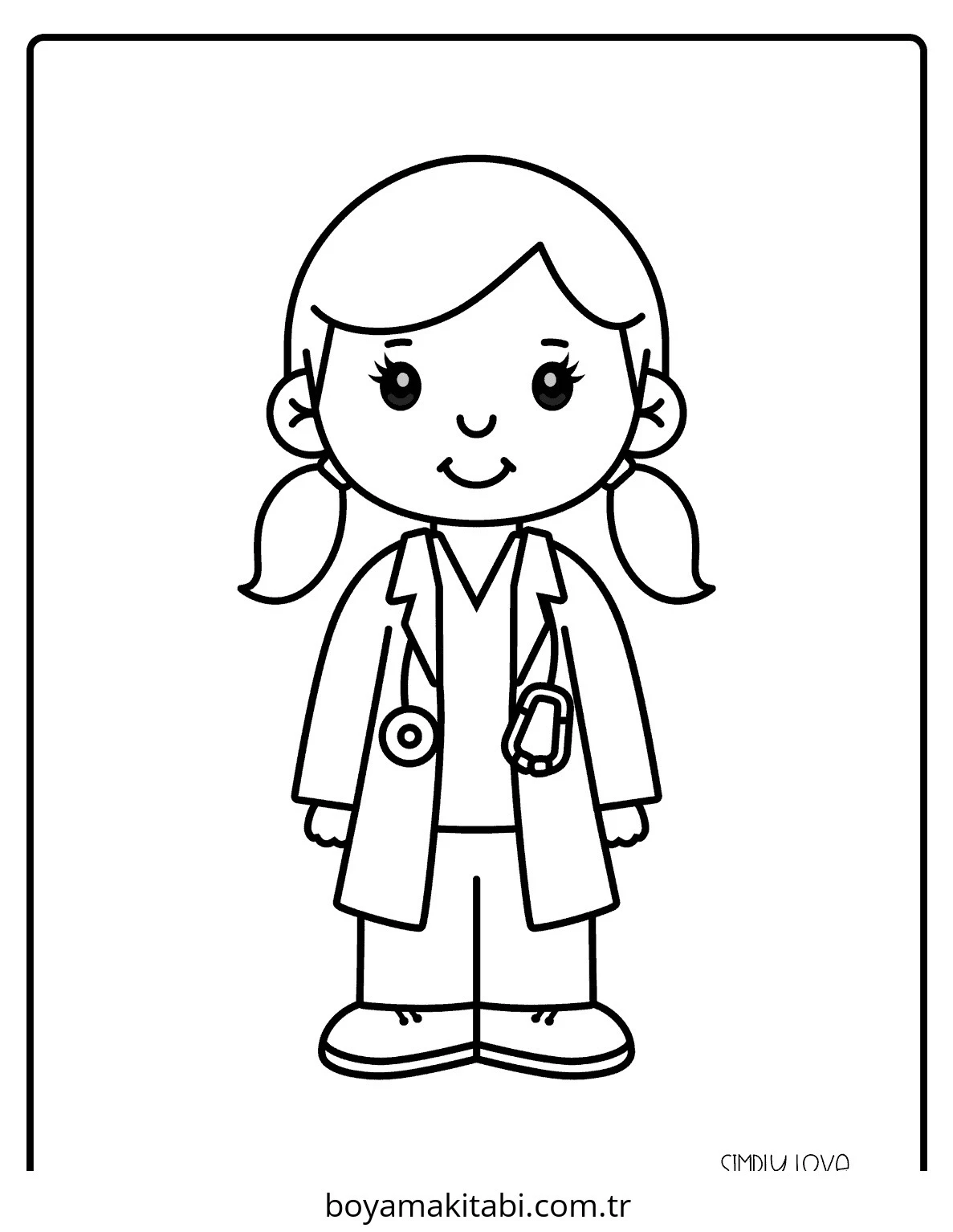 Doktor boyama sayfası – eğlenceli etkinlik, el becerilerini geliştirir