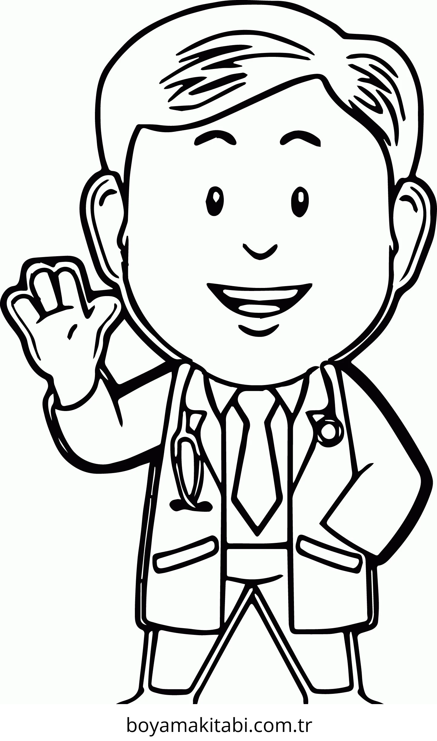 Doktor boyama sayfası – el becerilerini geliştirir, boyama çalışması