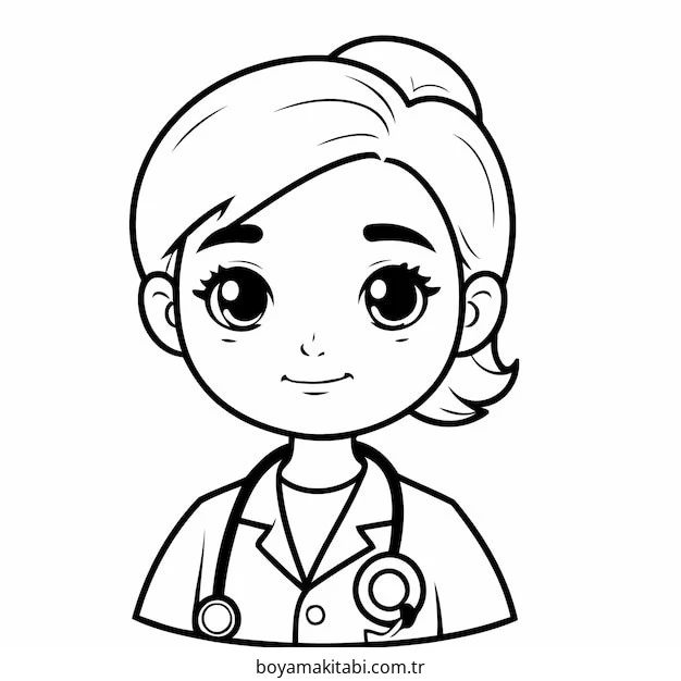 Doktor boyama sayfası – evde etkinlik, ücretsiz yazdır