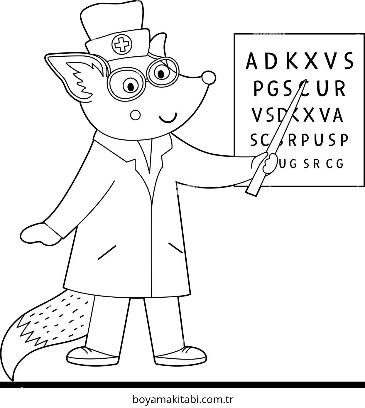 Doktor boyama sayfası – kolay boyama, eğitici aktivite