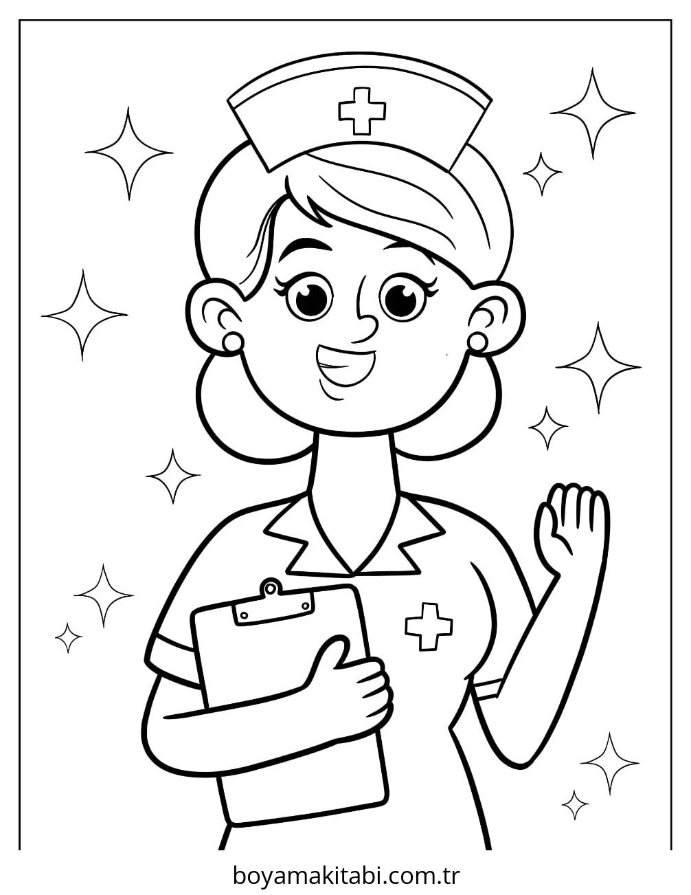 Doktor boyama sayfası – eğlenceli etkinlik, el becerilerini geliştirir