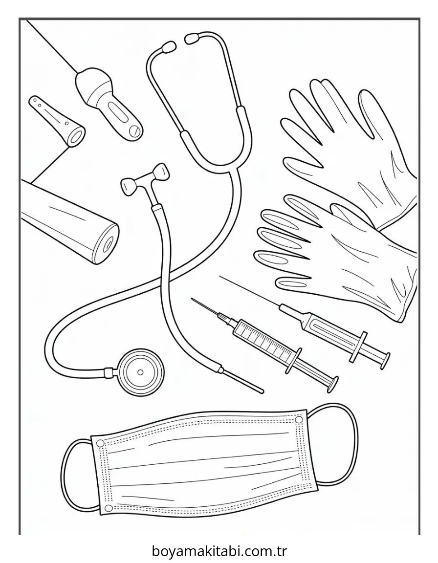 Doktor boyama sayfası – yaratıcılığı geliştirir, keyifli zaman