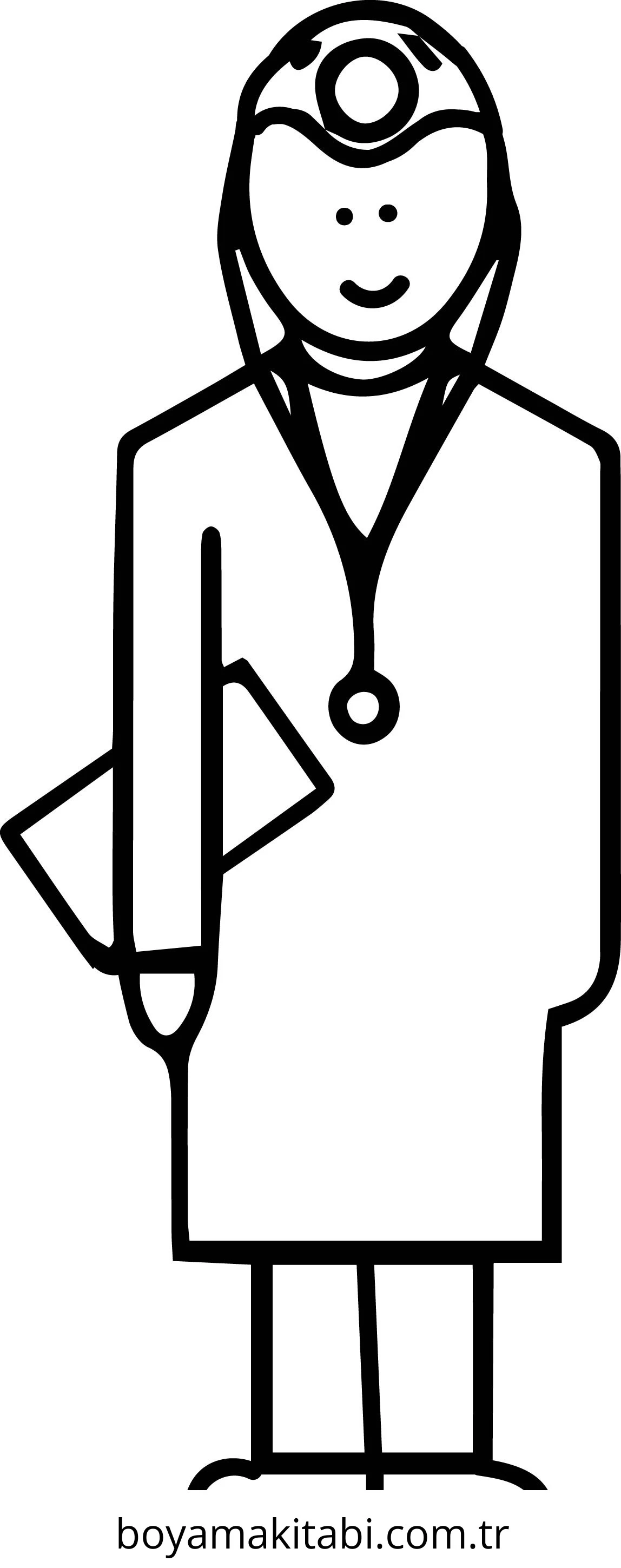 Doktor boyama sayfası – sevimli karakter, sanatsal çalışma