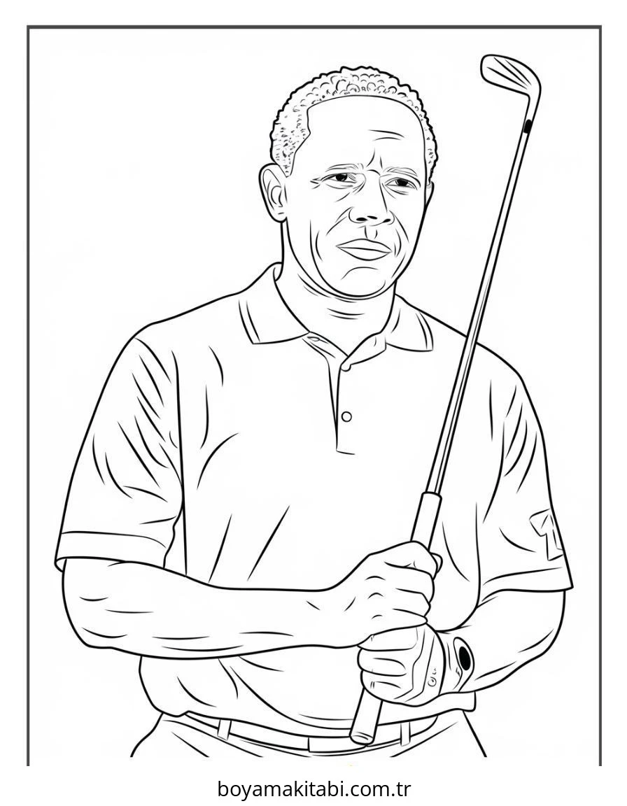 Golf boyama sayfası – basit çizim, kolay boyama