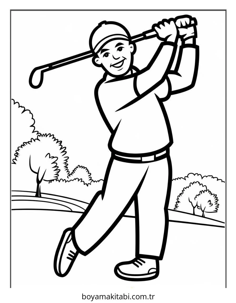 Golf boyama sayfası – boyama çalışması, yaratıcılığı geliştirir