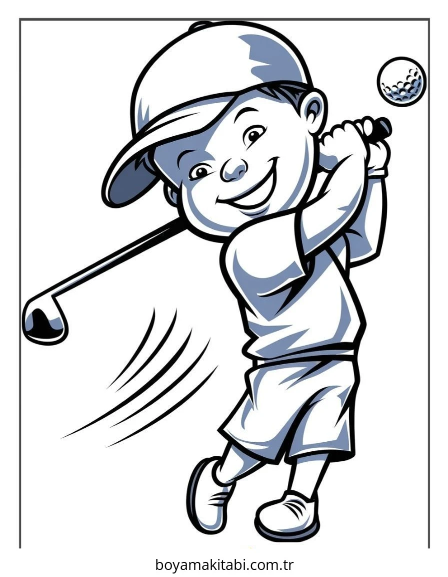 Golf boyama sayfası – boyama etkinliği, çocuk aktivitesi