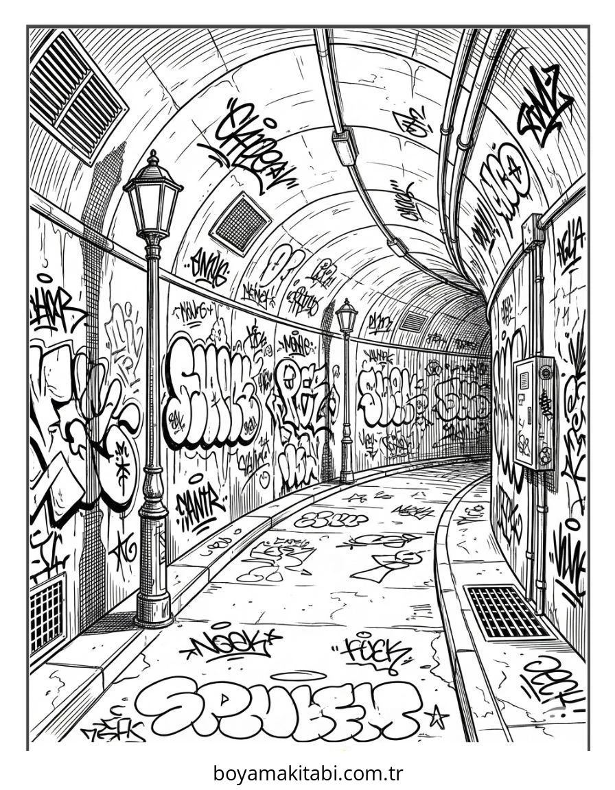 Grafiti boyama sayfası – yaratıcılığı geliştirir, keyifli zaman
