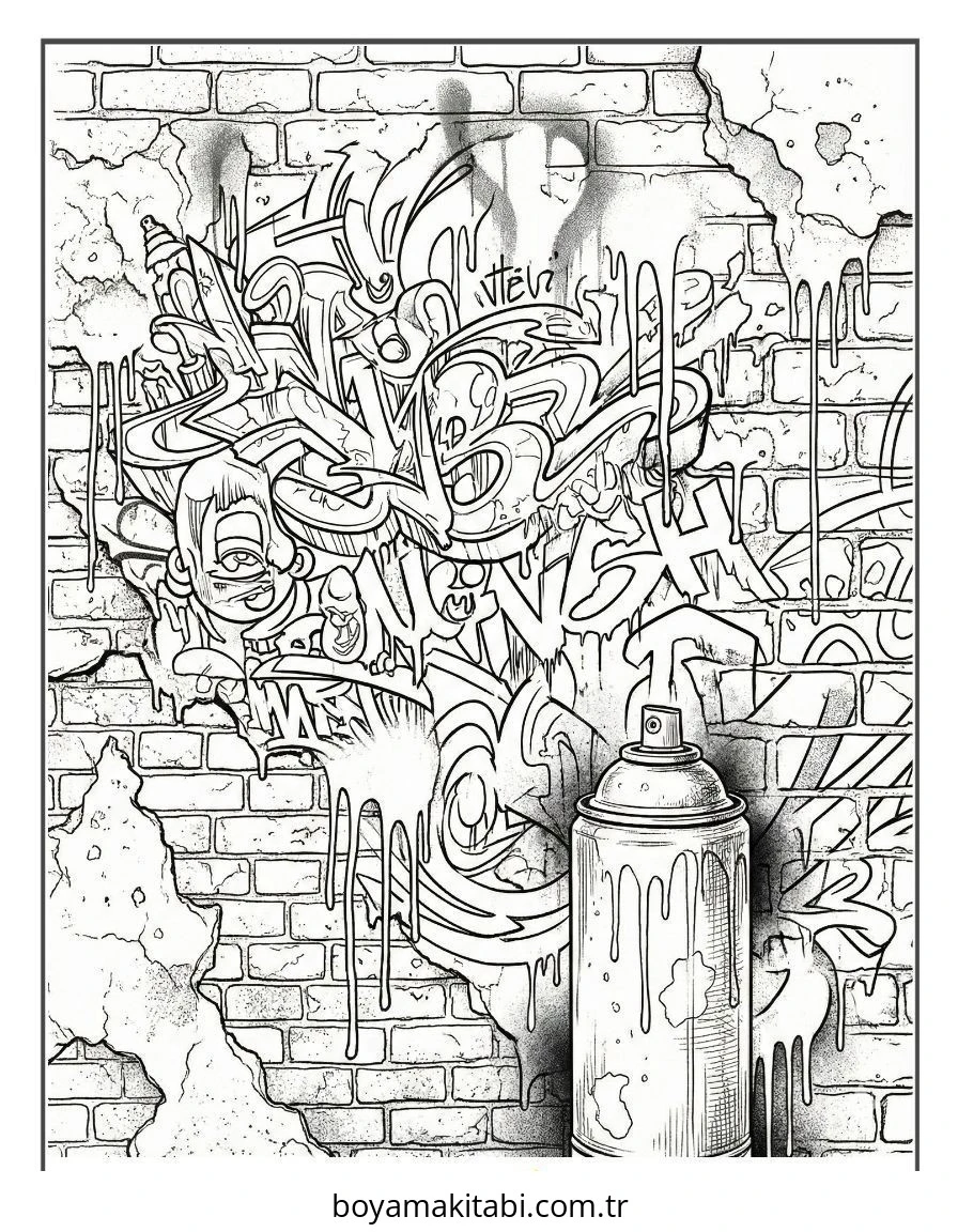 Grafiti boyama sayfası – ücretsiz yazdır, boyama etkinliği