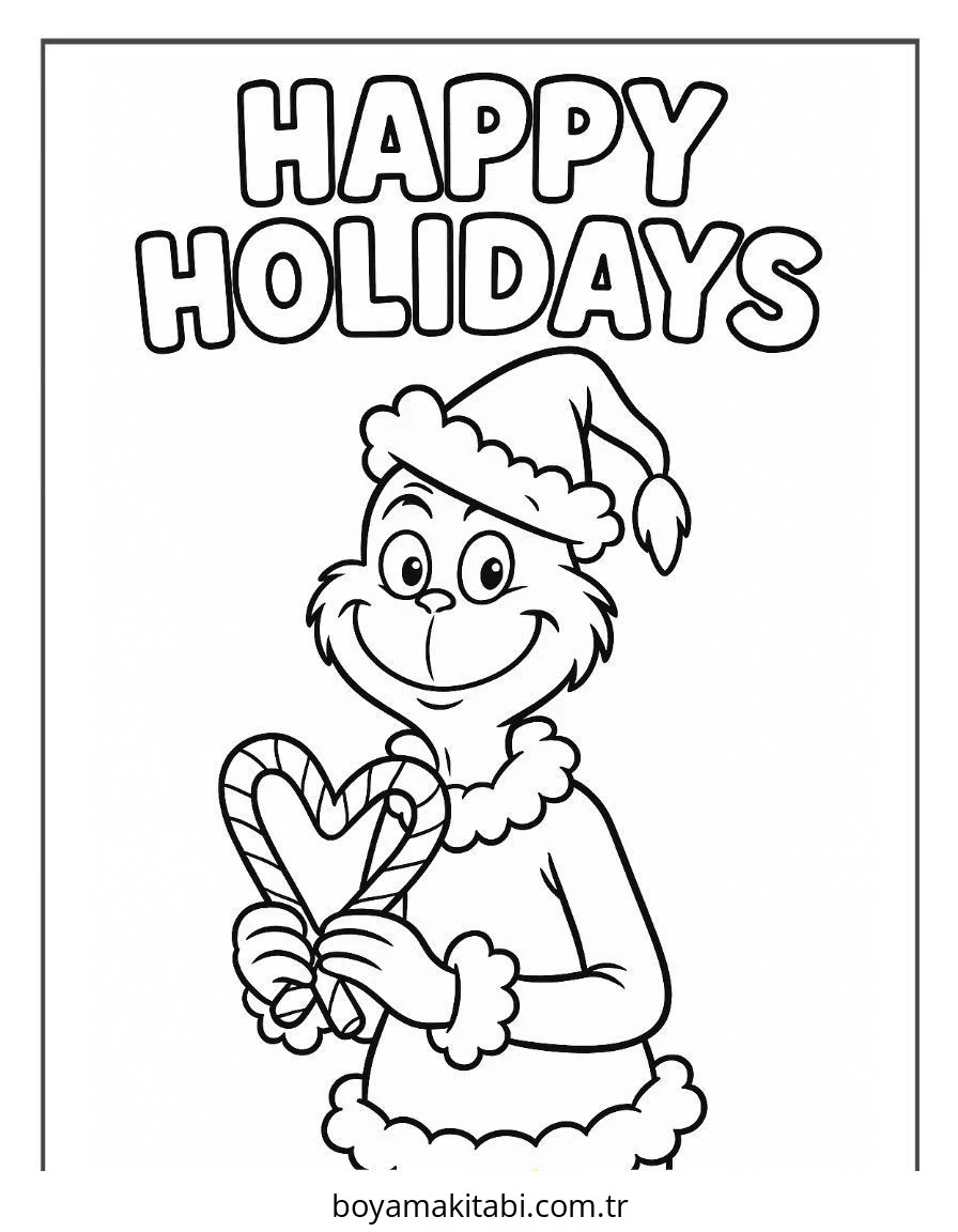 Grinch boyama sayfası #8 – kolay boyama, eğitici aktivite