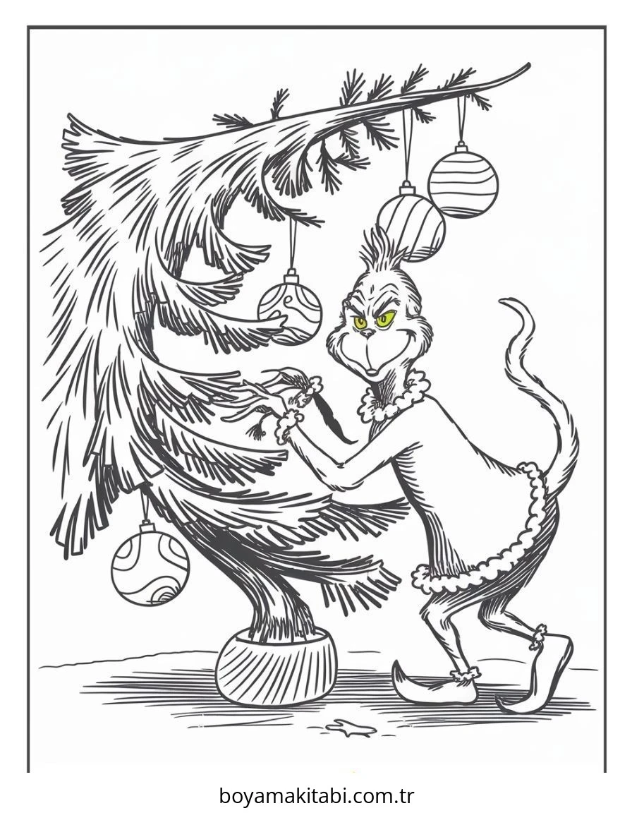 Grinch boyama sayfası #9 – eğlenceli etkinlik, el becerilerini geliştirir