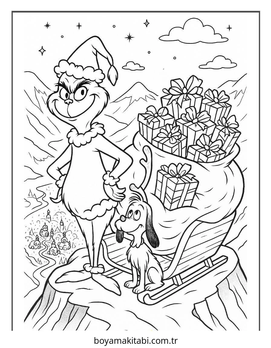 Grinch boyama sayfası #12 – boyama etkinliği, çocuk aktivitesi
