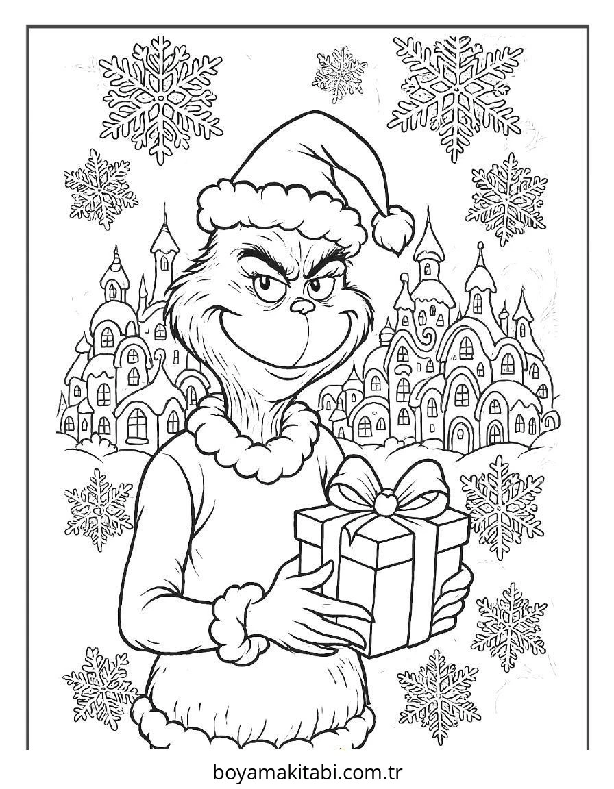 Grinch boyama sayfası #17 – keyifli zaman, renkli çizimler
