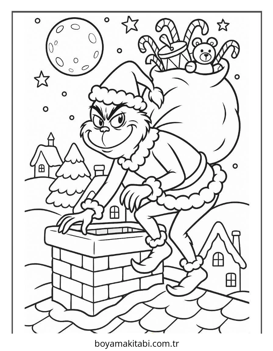 Grinch boyama sayfası #18 – evde etkinlik, anaokulu etkinliği