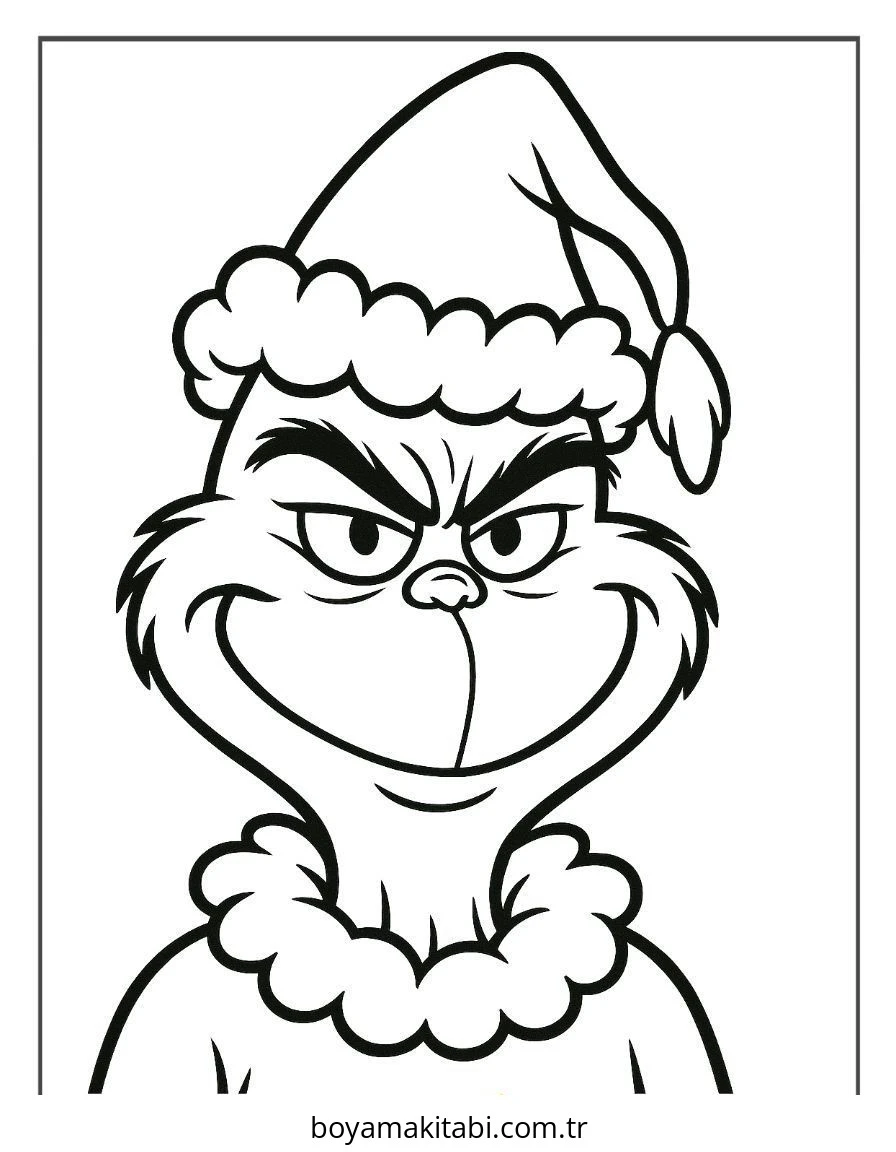 Grinch boyama sayfası #21 – basit çizim, yaz tatili etkinliği