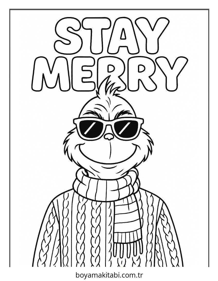 Grinch boyama sayfası – basit çizim, kolay boyama
