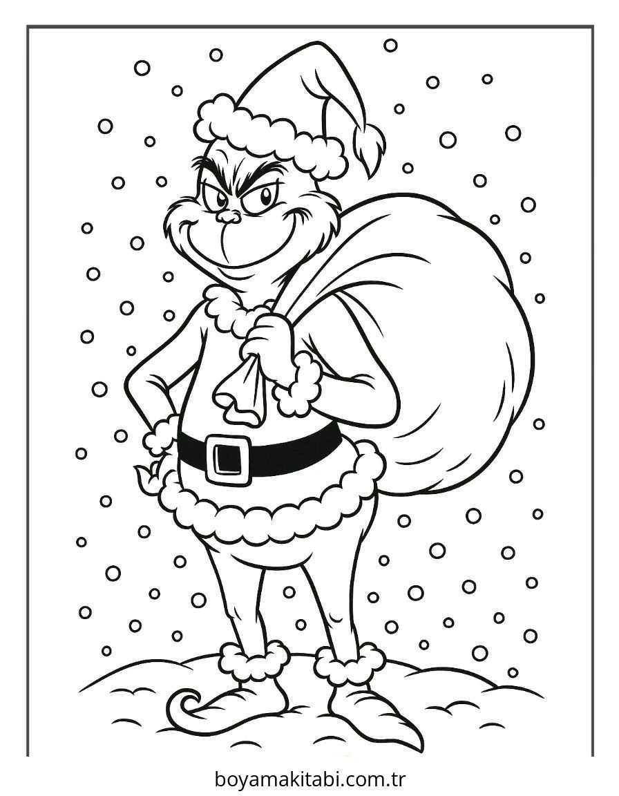 Grinch boyama sayfası – boyama çalışması, yaratıcılığı geliştirir