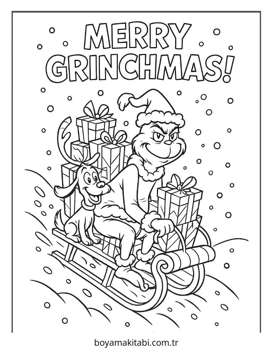 Grinch boyama sayfası – renkli çizimler, okul öncesi