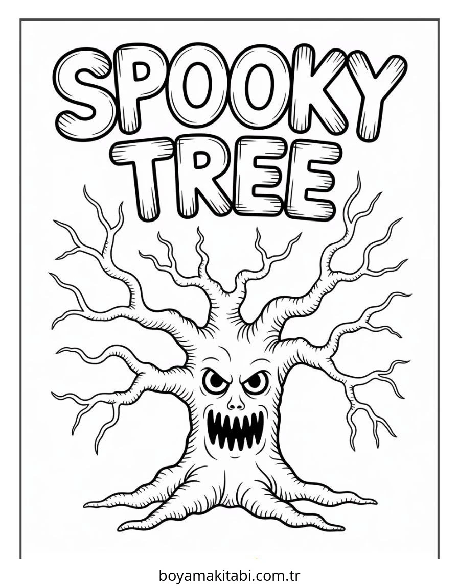 Halloween boyama sayfası #155 – basit çizim, yaz tatili etkinliği