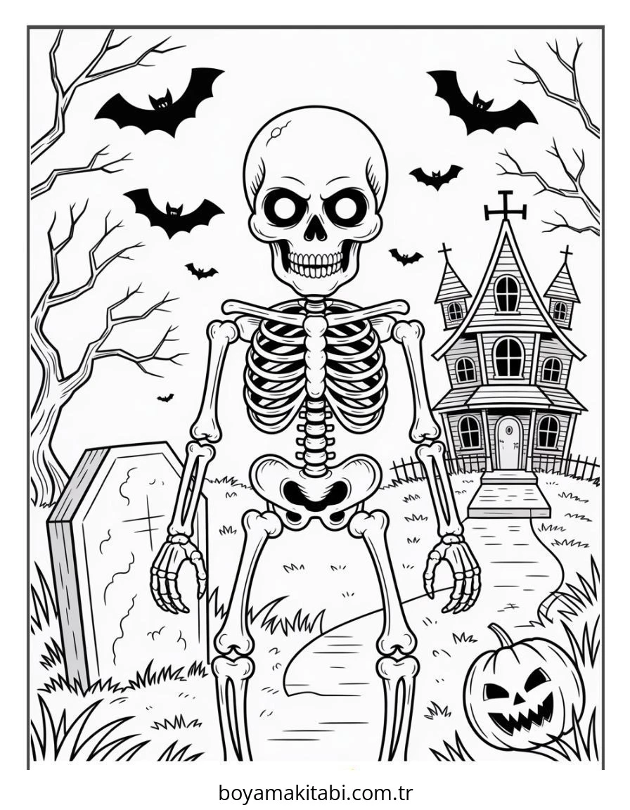 Halloween boyama sayfası #161 – aile ile vakit geçirme, renk bilgisini öğretir
