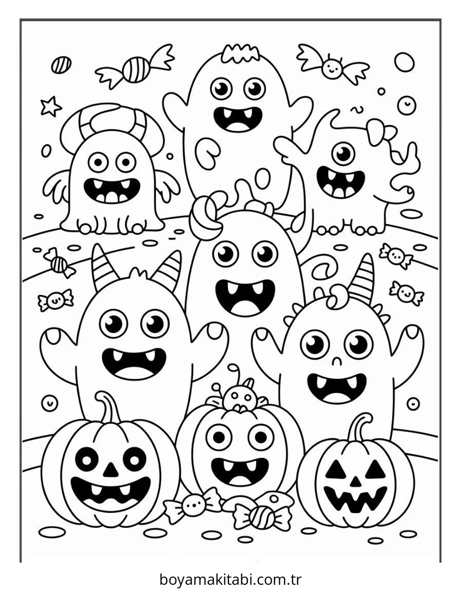 Halloween boyama sayfası #165 – dikkat ve odaklanma geliştirir, A4 baskıya uygun