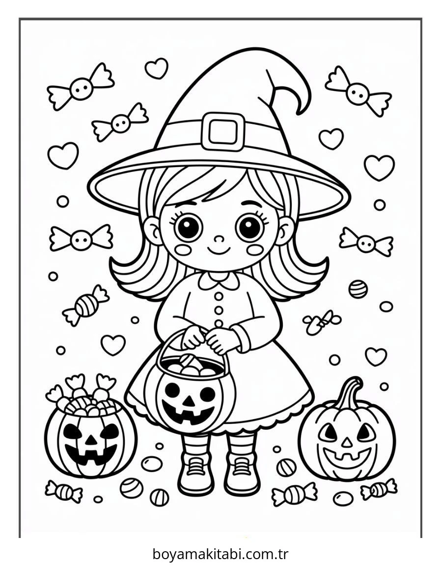 Halloween boyama sayfası – el becerilerini geliştirir, boyama çalışması