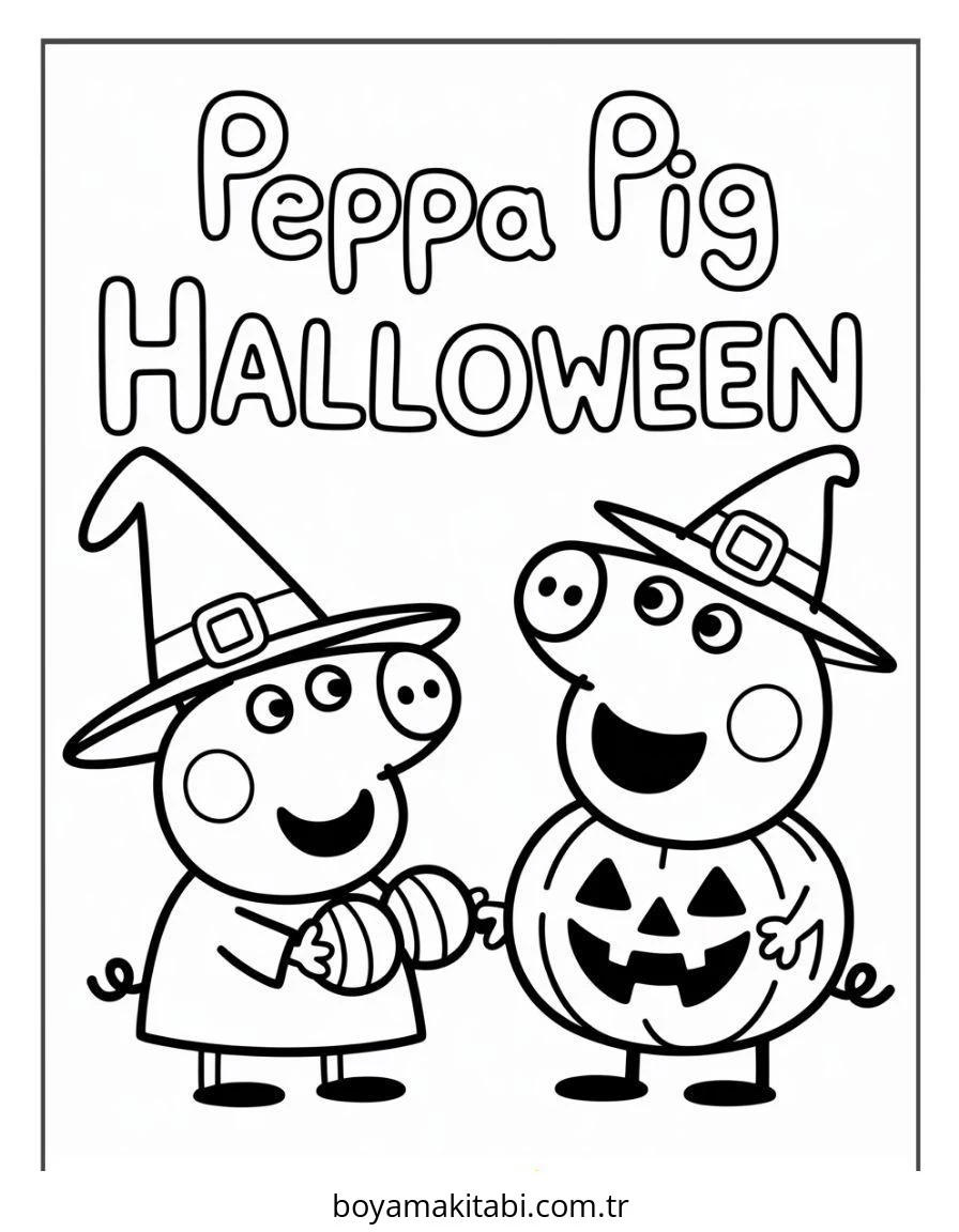 Halloween boyama sayfası – çocuk aktivitesi, PDF indir