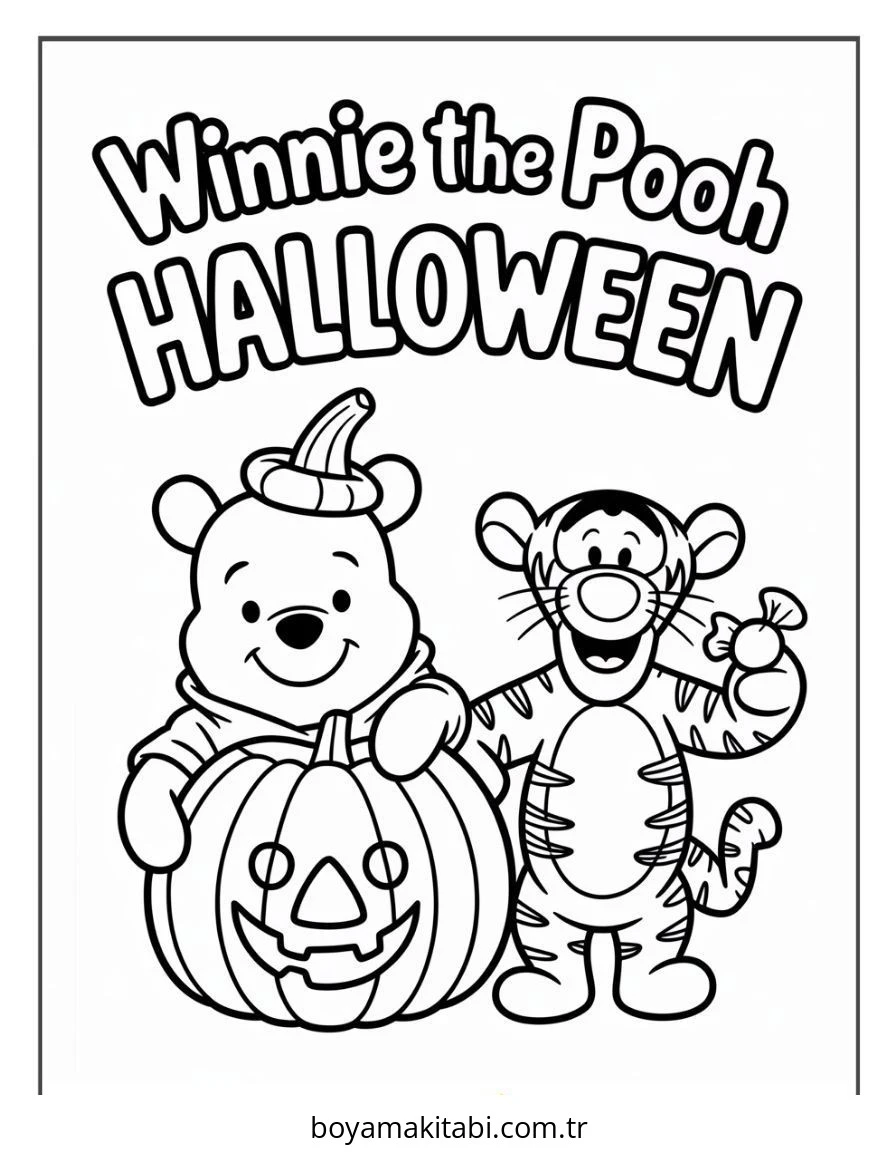 Halloween boyama sayfası – basit çizim, kolay boyama