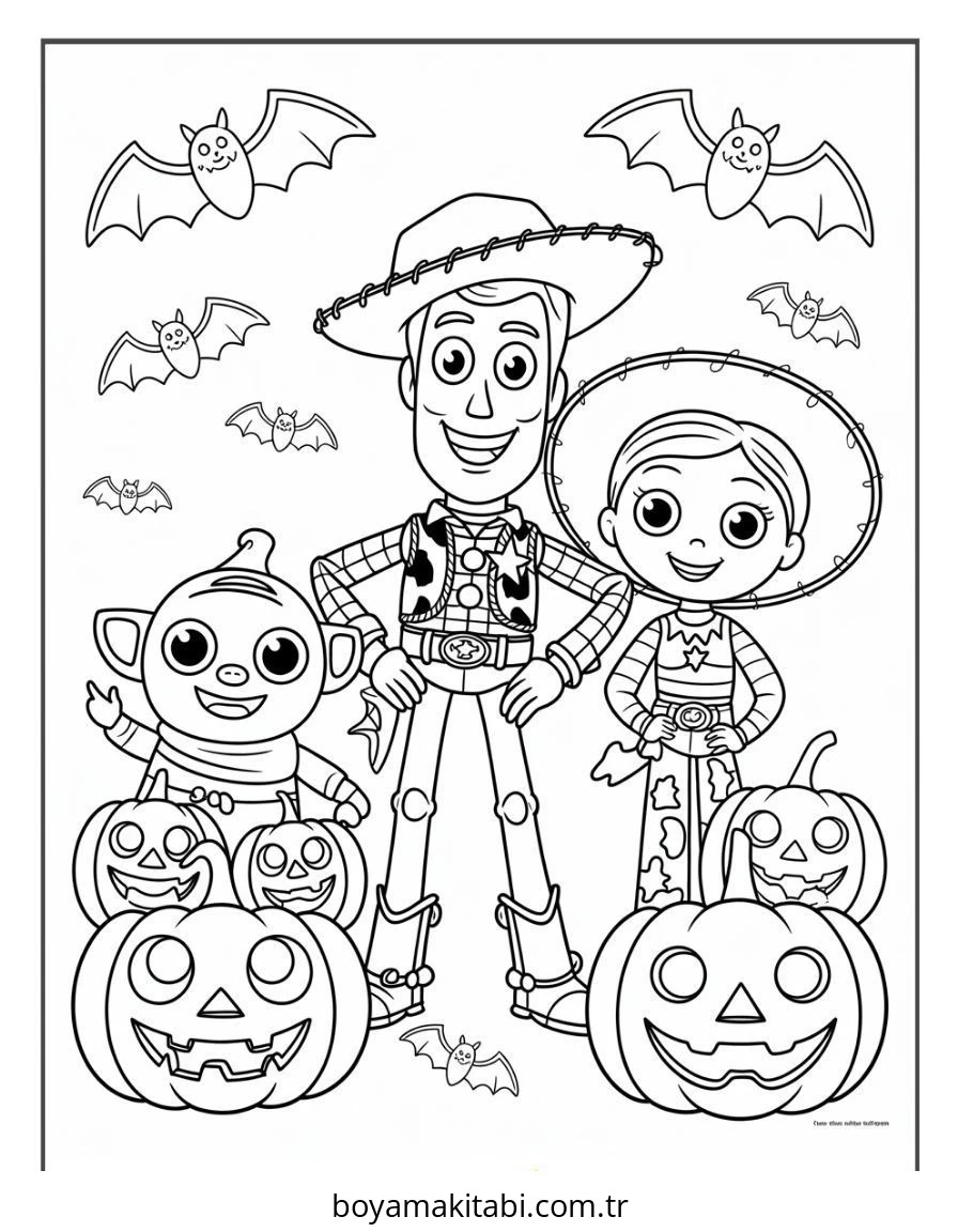 Halloween boyama sayfası – renkli çizimler, okul öncesi