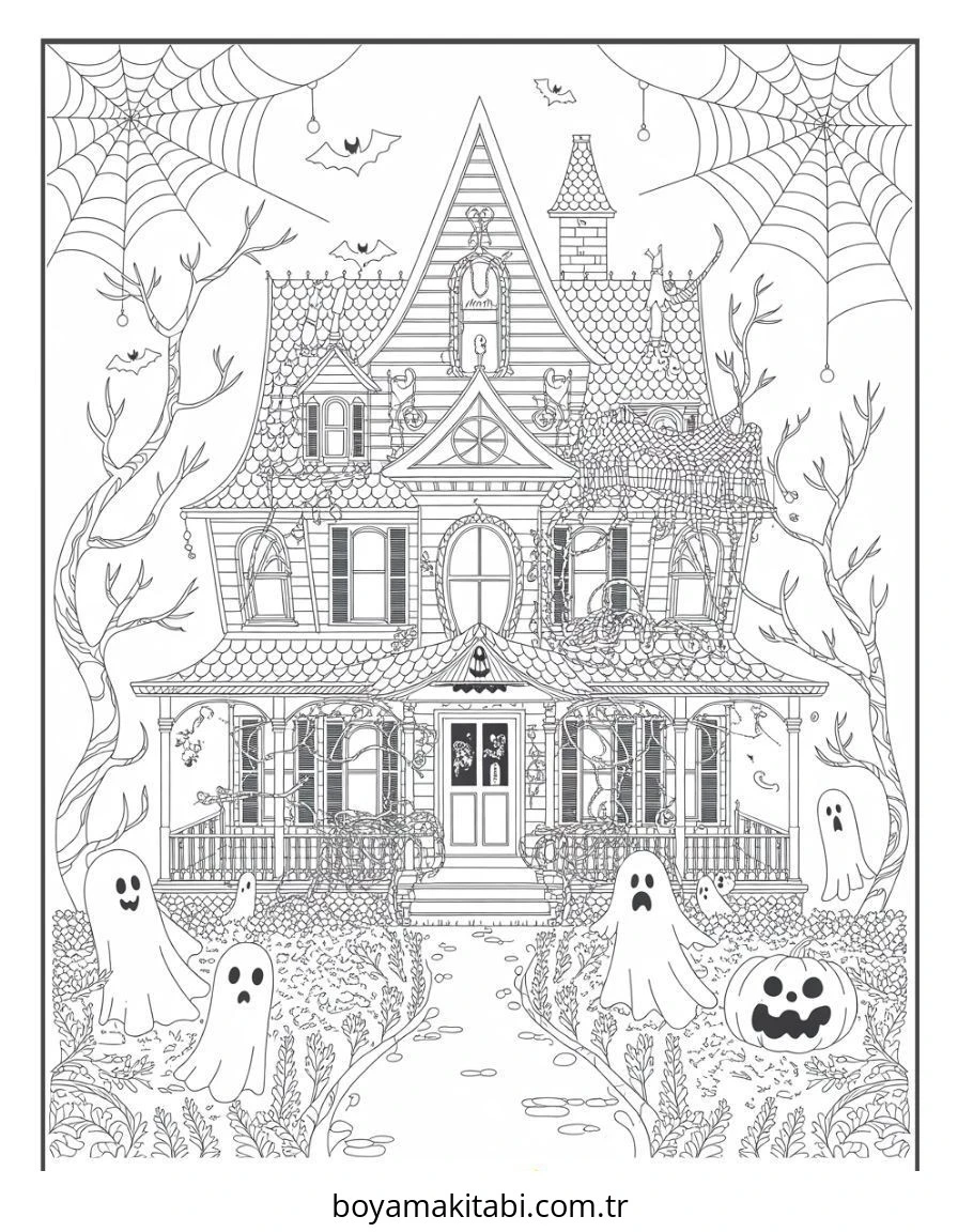 Halloween boyama sayfası – eğlenceli etkinlik, el becerilerini geliştirir