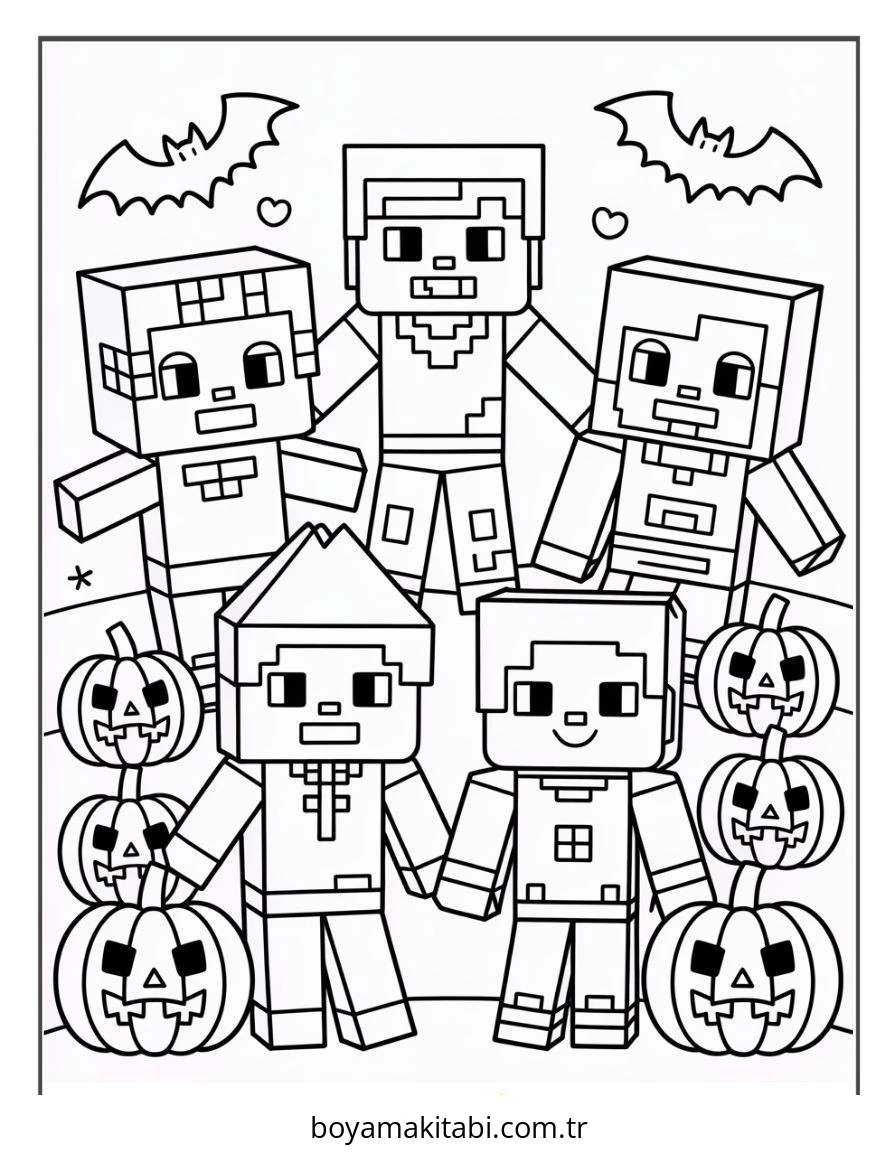 Halloween boyama sayfası – sevimli karakter, sanatsal çalışma