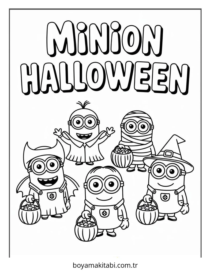 Halloween boyama sayfası – keyifli zaman, renkli çizimler