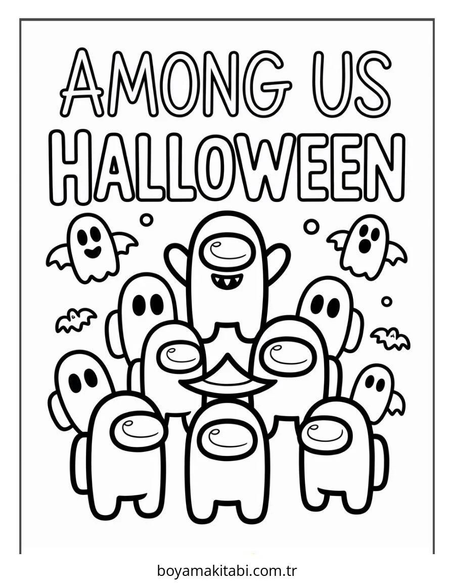 Halloween boyama sayfası – çocuk aktivitesi, PDF indir